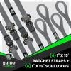 imageRhino USA Ratchet Straps Tie Downs 4Pack  1 Inch x 15 Feet 1823lb Break Strength  Ultimate Tie Down Straps with Safety S Hooks  for Trucks Cargo Moving Appliances  BlueGray