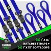 imageRhino USA Ratchet Straps Tie Downs 4Pack  1 Inch x 15 Feet 1823lb Break Strength  Ultimate Tie Down Straps with Safety S Hooks  for Trucks Cargo Moving Appliances  BlueBlue