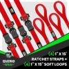 imageRhino USA Ratchet Straps Tie Downs 4Pack  1 Inch x 15 Feet 1823lb Break Strength  Ultimate Tie Down Straps with Safety S Hooks  for Trucks Cargo Moving Appliances  BlueRed