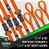 imageRhino USA Ratchet Straps Tie Downs 4Pack  1 Inch x 15 Feet 1823lb Break Strength  Ultimate Tie Down Straps with Safety S Hooks  for Trucks Cargo Moving Appliances  BlueOrange