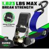 imageRhino USA Ratchet Straps Tie Downs 4Pack  1 Inch x 15 Feet 1823lb Break Strength  Ultimate Tie Down Straps with Safety S Hooks  for Trucks Cargo Moving Appliances  BlueBlue