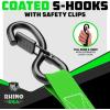 imageRhino USA Ratchet Straps Tie Downs 4Pack  1 Inch x 15 Feet 1823lb Break Strength  Ultimate Tie Down Straps with Safety S Hooks  for Trucks Cargo Moving Appliances  BlueGreen