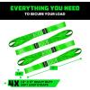 imageRhino USA Soft Loop Tie Down Straps 4Pack  16 Inch x 17 Inch 5000 lbs Break Strength Heavy Duty Motorcycle Handlebar Straps for use with Ratchets for ATV UTV Dirt Bike RedGreen 4Pack