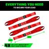 imageRhino USA Soft Loop Tie Down Straps 4Pack  16 Inch x 17 Inch 5000 lbs Break Strength Heavy Duty Motorcycle Handlebar Straps for use with Ratchets for ATV UTV Dirt Bike RedRed 4Pack