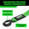 imageRhino USA Tow Strap with Hooks 2 Inch x 20 Foot Lab Inspected 10321lbs Break Strength  Heavy Duty Emergency Towing Straps with Forged Steel Hooks for Roadside Recovery  Not for OffRoad RecoveriesGreen