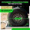 imageRhino USA Wheel Chock Tie Down Kit 4500lb Break Strength 2 Heavy Duty Trailer Tire Ratchet Straps 4 Wheel Chocks  E Track System for ATV UTV Lawn Mower Four Wheeler  GreenGreen