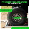 imageRhino USA Wheel Chock Tie Down Kit 4500lb Break Strength 2 Heavy Duty Trailer Tire Ratchet Straps 4 Wheel Chocks  E Track System for ATV UTV Lawn Mower Four Wheeler  GreenRed