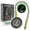 imageRhino USA Heavy Duty Tire Pressure Gauge 075 PSI  Certified ANSI B401 Accurate Large 2quot Easy Read Glow Dial Premium Braided Hose Solid Brass Hardware Best for Any Car Truck Motorcycle RV75 PSI Compact