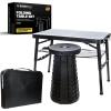 imageRhino USA Portable Camping Table and Stool Set  Lightweight Foldable Camp Tables with Net for Beach Trips Fishing Picnic Cooking ampamp Much More Black