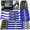 imageRhino USA Ratchet Straps Tie Downs 4Pack  1 Inch x 15 Feet 1823lb Break Strength  Ultimate Tie Down Straps with Safety S Hooks  for Trucks Cargo Moving Appliances  BlueBlue