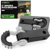 imageRhino USA Shackle Hitch Receiver Fits 2quot Receivers Best Towing Accessories for Trucks Jeep Toyota ampamp More  Connect Your Rhino Tow Strap for Vehicle Recovery Mounts to 2quot Receiver Hitches GrayWhite