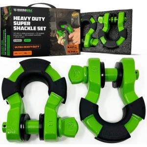 imageRhino USA Super D Ring Shackles 2Pack  70548lb Break Strength  Heavy Duty 34quot Clevis Shackle with 78 Pin for Towing ampamp OffRoad Use  Pairs with Tow Strap for Vehicle Recovery OrangeGreen