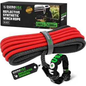 imageRhino USA Synthetic Winch Line 14quot x 50 for ATVUTV  Winch Rope for use with Polaris RZR Can Am  Ultimate UTV AccesoriesBlack
