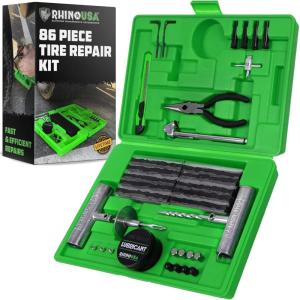 imageRhino USA Tire Repair Kit 86Piece Professional Heavy Duty Tire Plug Kit to Fix Punctures ampamp Patch Flats with Ease  Ultimate Tubeless Tire Repair Tools for Car Motorcycle ATV UTV RV and Trailer86 Piece Set