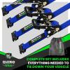 imageRhino USA E Track Ratchet Tie Down Straps 4500lb Break Strength  Includes 2 Premium 2quot x 16 eTrack Tie Downs  Ultimate Heavy Duty eTrack Cargo Strap System for Trailer Truck MotorcycleBlue
