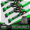 imageRhino USA E Track Ratchet Tie Down Straps 4500lb Break Strength  Includes 2 Premium 2quot x 16 eTrack Tie Downs  Ultimate Heavy Duty eTrack Cargo Strap System for Trailer Truck MotorcycleGreen
