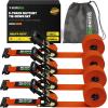 imageRhino USA E Track Ratchet Tie Down Straps 4500lb Break Strength  Includes 2 Premium 2quot x 16 eTrack Tie Downs  Ultimate Heavy Duty eTrack Cargo Strap System for Trailer Truck MotorcycleOrange