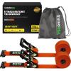 imageRhino USA E Track Ratchet Tie Down Straps 4500lb Break Strength  Includes 2 Premium 2quot x 16 eTrack Tie Downs  Ultimate Heavy Duty eTrack Cargo Strap System for Trailer Truck MotorcycleOrange