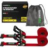 imageRhino USA E Track Ratchet Tie Down Straps 4500lb Break Strength  Includes 2 Premium 2quot x 16 eTrack Tie Downs  Ultimate Heavy Duty eTrack Cargo Strap System for Trailer Truck MotorcycleRed