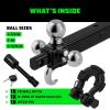 imageRhino USA Trailer Hitch TriBall Mount with Hook Shackle amp Locking Pin 2Inch Receiver Versatile Tow Hitch Ball Size 178 Inch 2 Inch amp 2516  Heavy Duty Truck Towing Hitch Black178 IN  2 IN  2516 IN