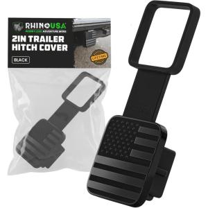 imageRhino USA American Flag Trailer Hitch Cover for 2 Inch Receivers  Protects Tow Hitch Covers from Dust Water Mud and Snow  Ultimate Hitch Covers for Trucks Jeep Tacoma Ford GMC amp MoreBlack