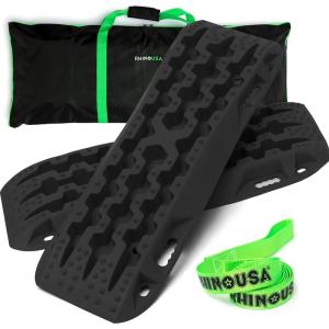 imageRhino USA OffRoad Recovery Traction Boards  2 Pack Ultimate Tire Traction Mountable Mats for 4X4 Vehicles in Sand Mud amp Snow Heavy Duty Zipper Carry Bag and Leashes Included  SandBlack