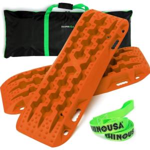 imageRhino USA OffRoad Recovery Traction Boards  2 Pack Ultimate Tire Traction Mountable Mats for 4X4 Vehicles in Sand Mud amp Snow Heavy Duty Zipper Carry Bag and Leashes Included  SandOrange