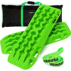 imageRhino USA OffRoad Recovery Traction Boards  2 Pack Ultimate Tire Traction Mountable Mats for 4X4 Vehicles in Sand Mud amp Snow Heavy Duty Zipper Carry Bag and Leashes Included  SandGreen
