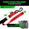 imageRhino USA Motorcycle Tie Down Straps 2 Pack Lab Inspected 2200lb Break Strength Steel Cambuckle Tiedown Set with Integrated Soft Loops  Better Than a Ratchet Strap YLW 2PackRed 2Pack