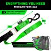 imageRhino USA Motorcycle Tie Down Straps 2 Pack Lab Inspected 2200lb Break Strength Steel Cambuckle Tiedown Set with Integrated Soft Loops  Better Than a Ratchet Strap YLW 2PackGreen 2Pack