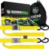 imageRhino USA Motorcycle Tie Down Straps 2 Pack Lab Inspected 2200lb Break Strength Steel Cambuckle Tiedown Set with Integrated Soft Loops  Better Than a Ratchet Strap YLW 2PackBlack
