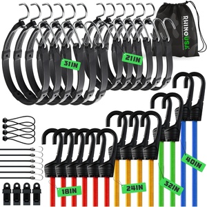 image:imageRhino USA Heavy Duty Bungee Cords amp Straps Bundle  28Piece Assorted Set  12 Rubber Outdoor Bungees with Adjustable Hooks Tarp Clips Canopy Ties Ball Bungie  Weather amp UV Resistant