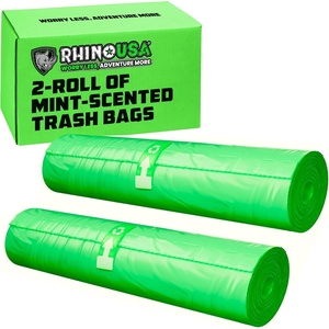 image:imageRhino USA Portable Toilet Bags Scented 2 Rolls Camping Toilet Bags for Outdoor 5 Gallon PottyBucket  Replacement PoopWaste Bag with Mint Scent for Outdoor Porta PottyGreen