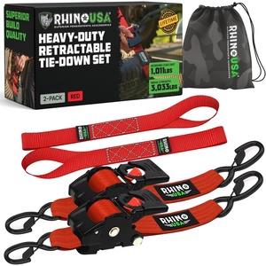 image:imageRhino USA x Realtree Retractable Ratchet Straps 2PK 2x 9 3033lb Break Strength Heavy Duty Auto Self Retracting Tie Down Straps for Truck Cargo Trailer Motorcycle ATV UTV Realtree APX CamoRed