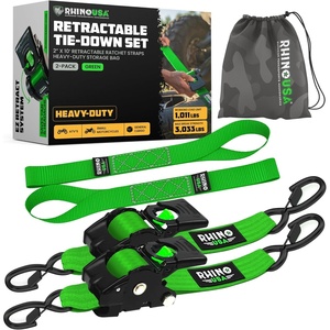 image:imageRhino USA x Realtree Retractable Ratchet Straps 2PK 2x 9 3033lb Break Strength Heavy Duty Auto Self Retracting Tie Down Straps for Truck Cargo Trailer Motorcycle ATV UTV Realtree APX CamoGreen