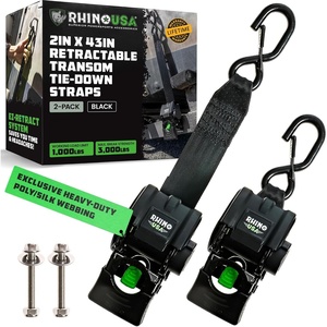image:imageRhino USA Boat Transom Straps 2Pack  Trailer Tie Downs for BoatsBlack Powder Coated